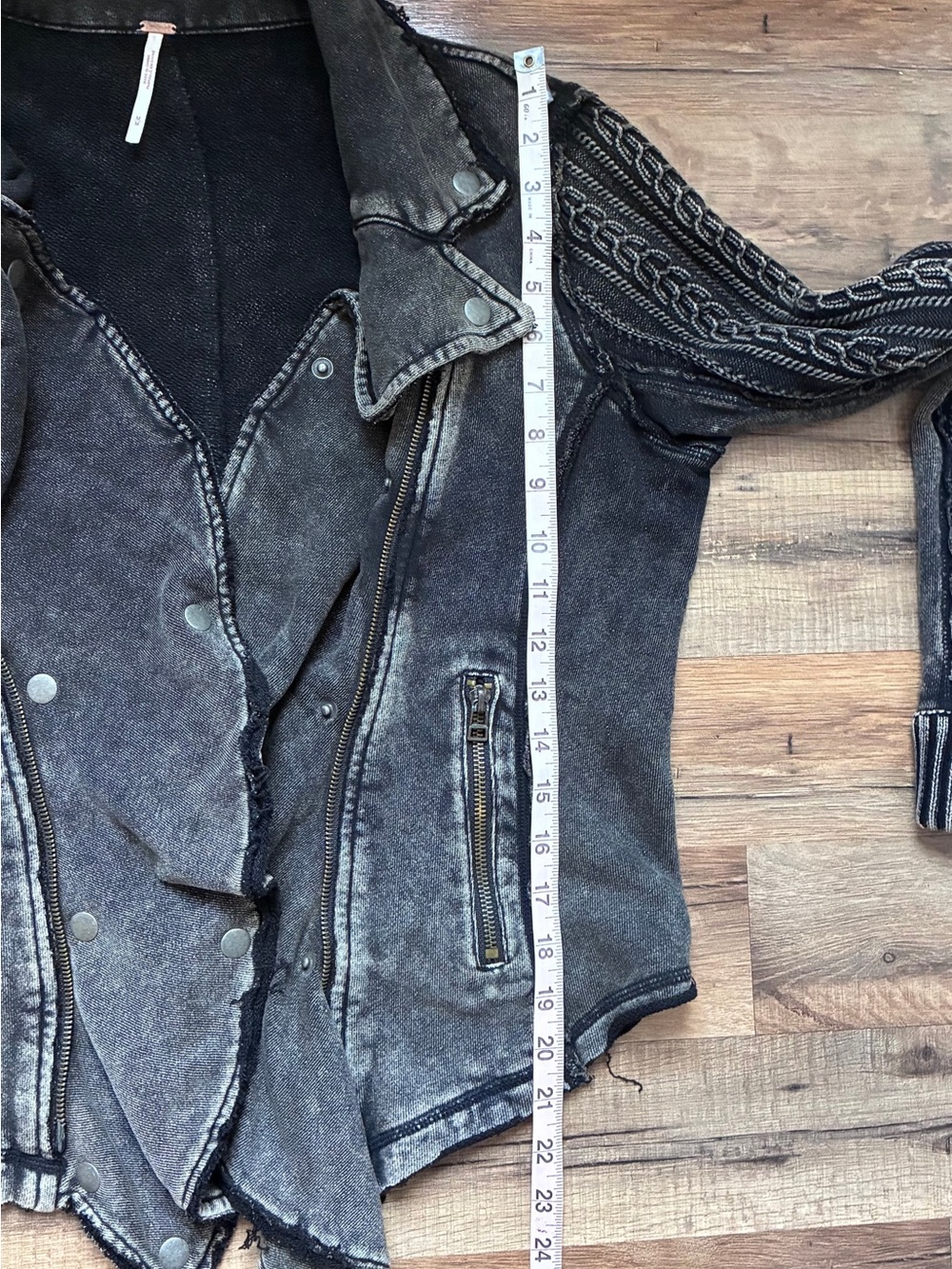 Free People Distressed Moto Cotton Jacket/Sweater - Picture 10 of 15